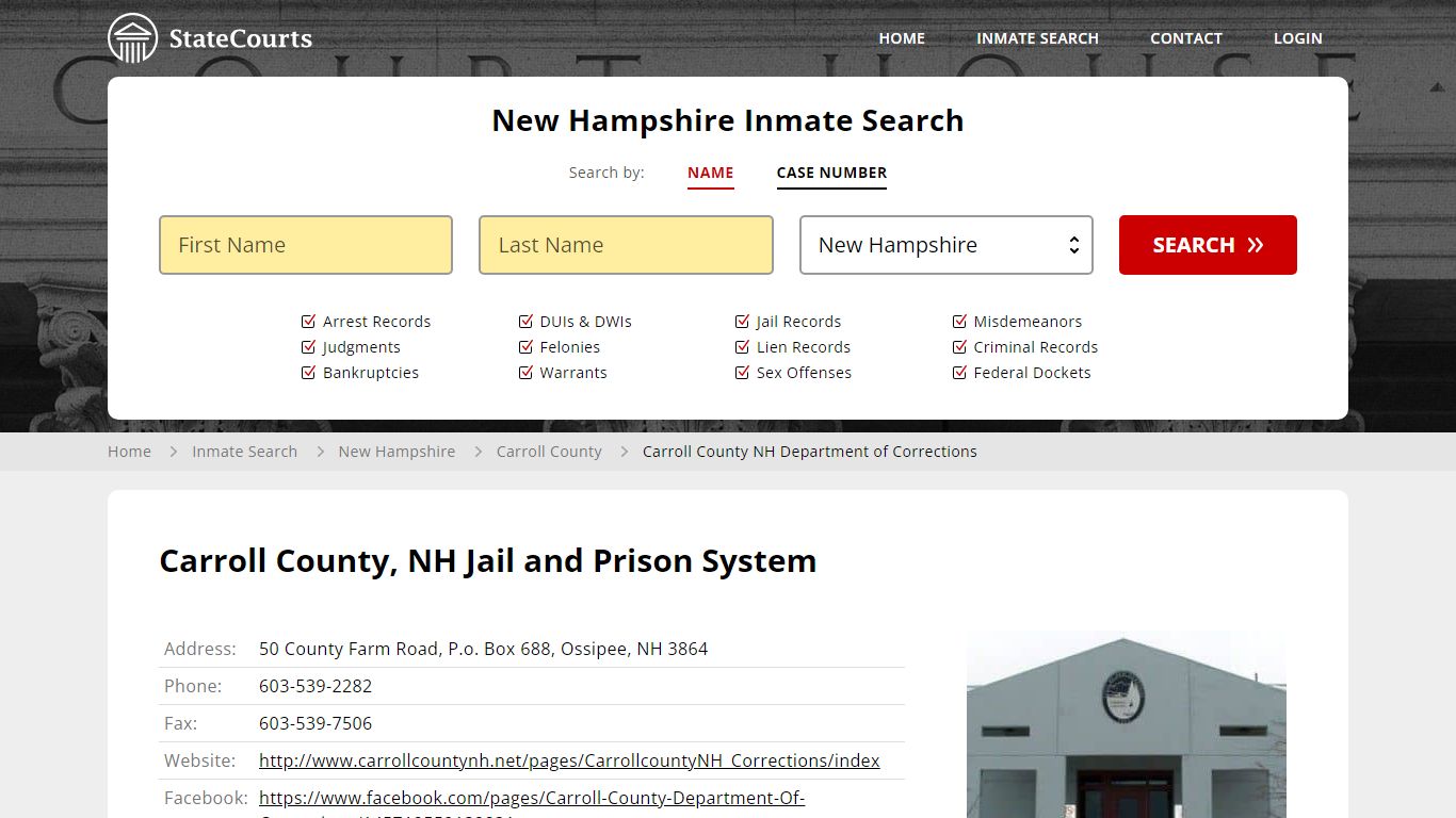 Carroll County NH Department of Corrections Inmate Records Search, New ...