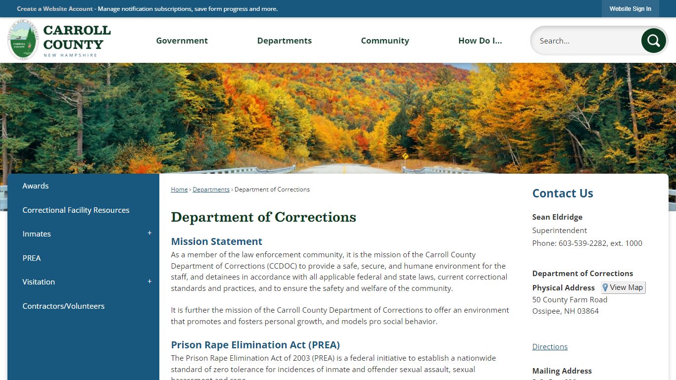 Department of Corrections | Carroll County, NH