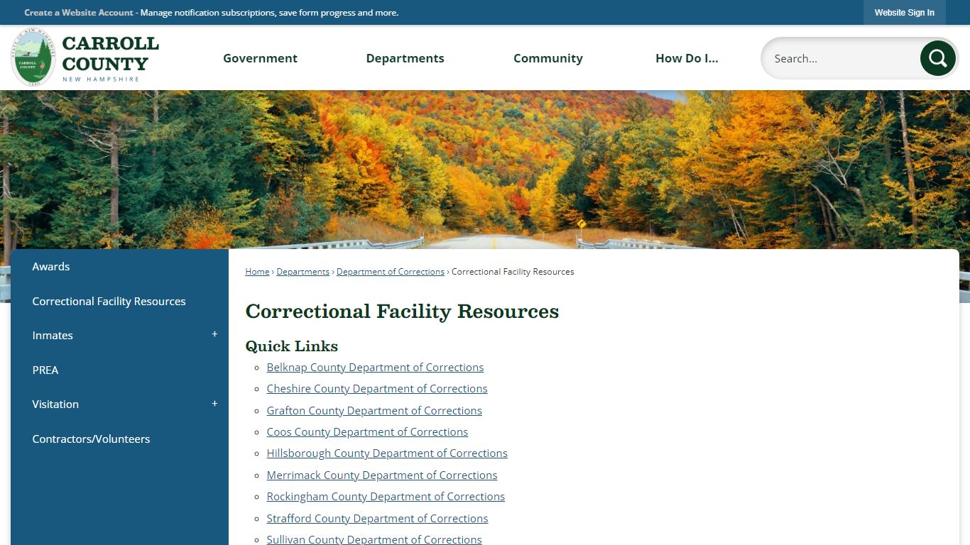 Correctional Facility Resources | Carroll County, NH