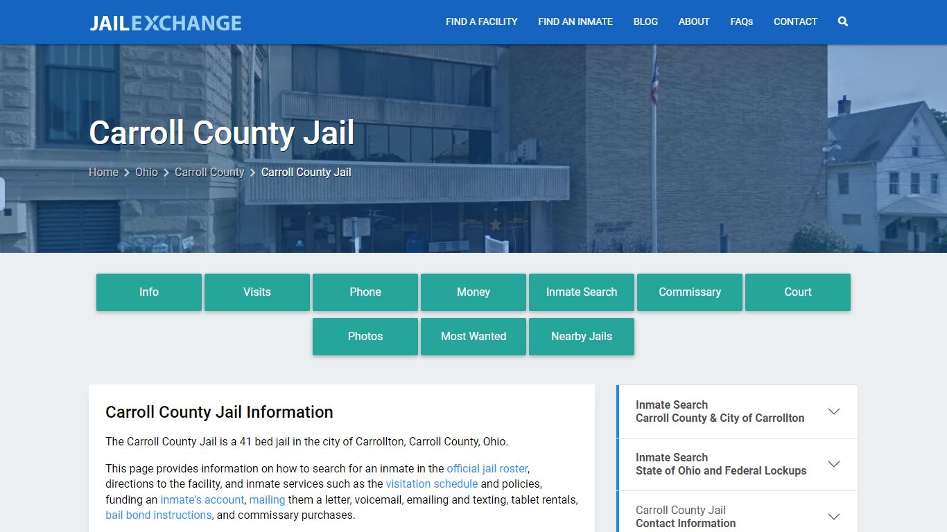 Carroll County Jail, OH Inmate Search, Information