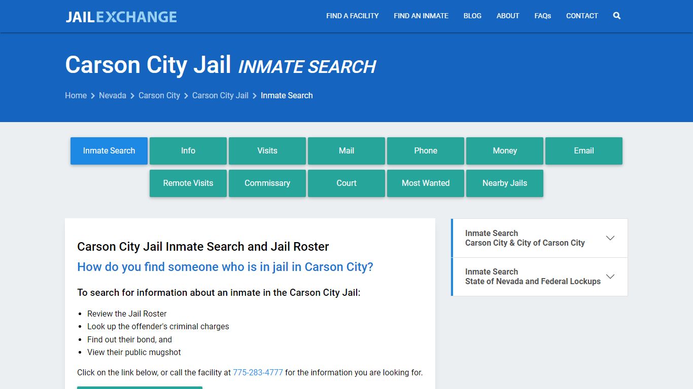 Inmate Search: Roster & Mugshots - Carson City Jail, NV