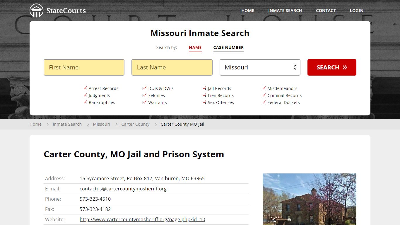 Carter County MO Jail Inmate Records Search, Missouri - StateCourts
