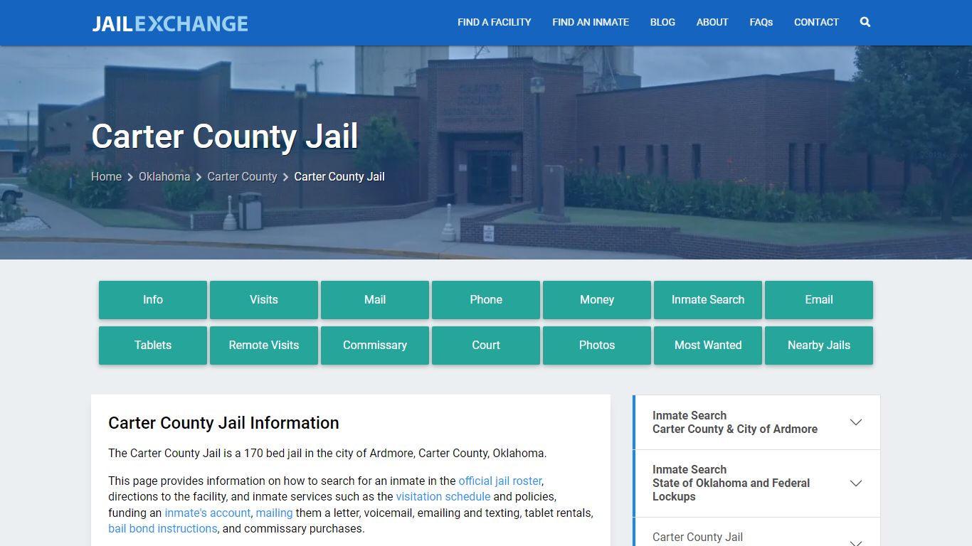 Carter County Jail, OK Inmate Search, Information