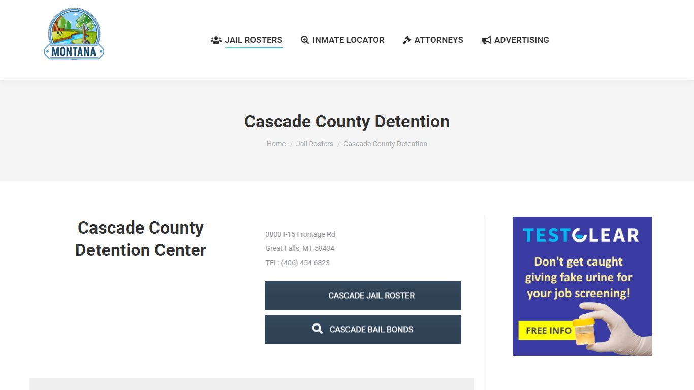 Cascade County Detention - MONTANA JAIL ROSTER