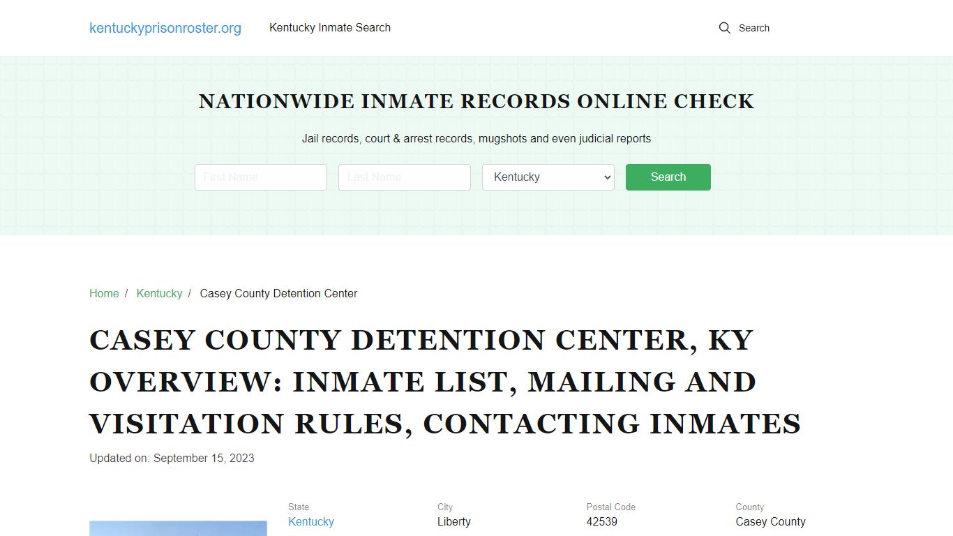 Casey County Detention Center, KY: Offender Search, Visitation ...