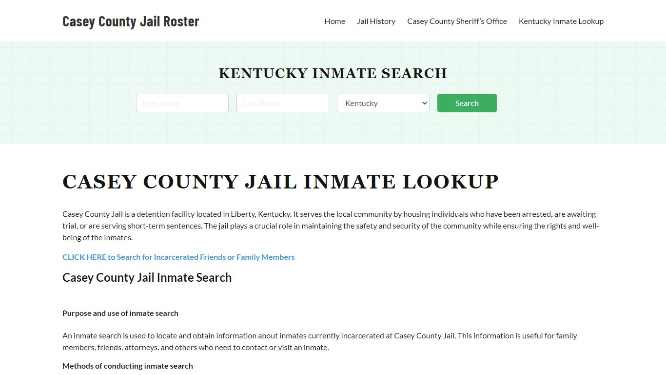 Casey County Jail Roster Lookup, KY, Inmate Search