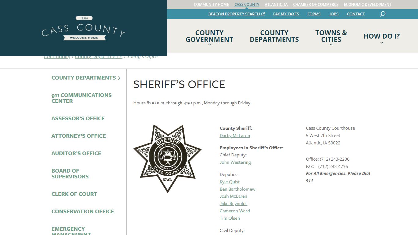 Sheriff's Office - Cass County Iowa