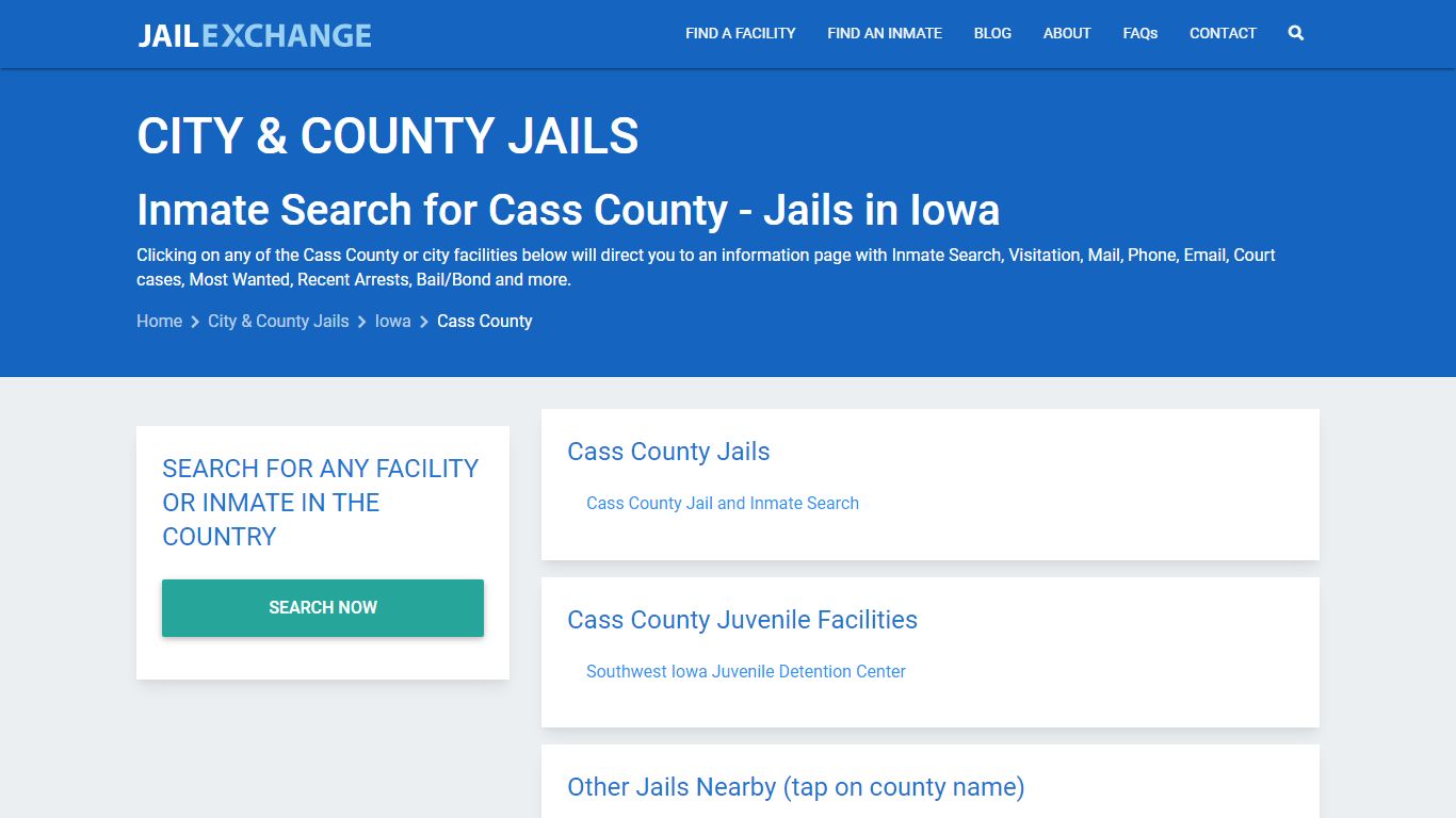 Inmate Search for Cass County | Jails in Iowa - Jail Exchange