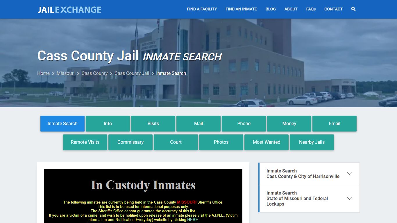 Inmate Search: Roster & Mugshots - Cass County Jail, MO