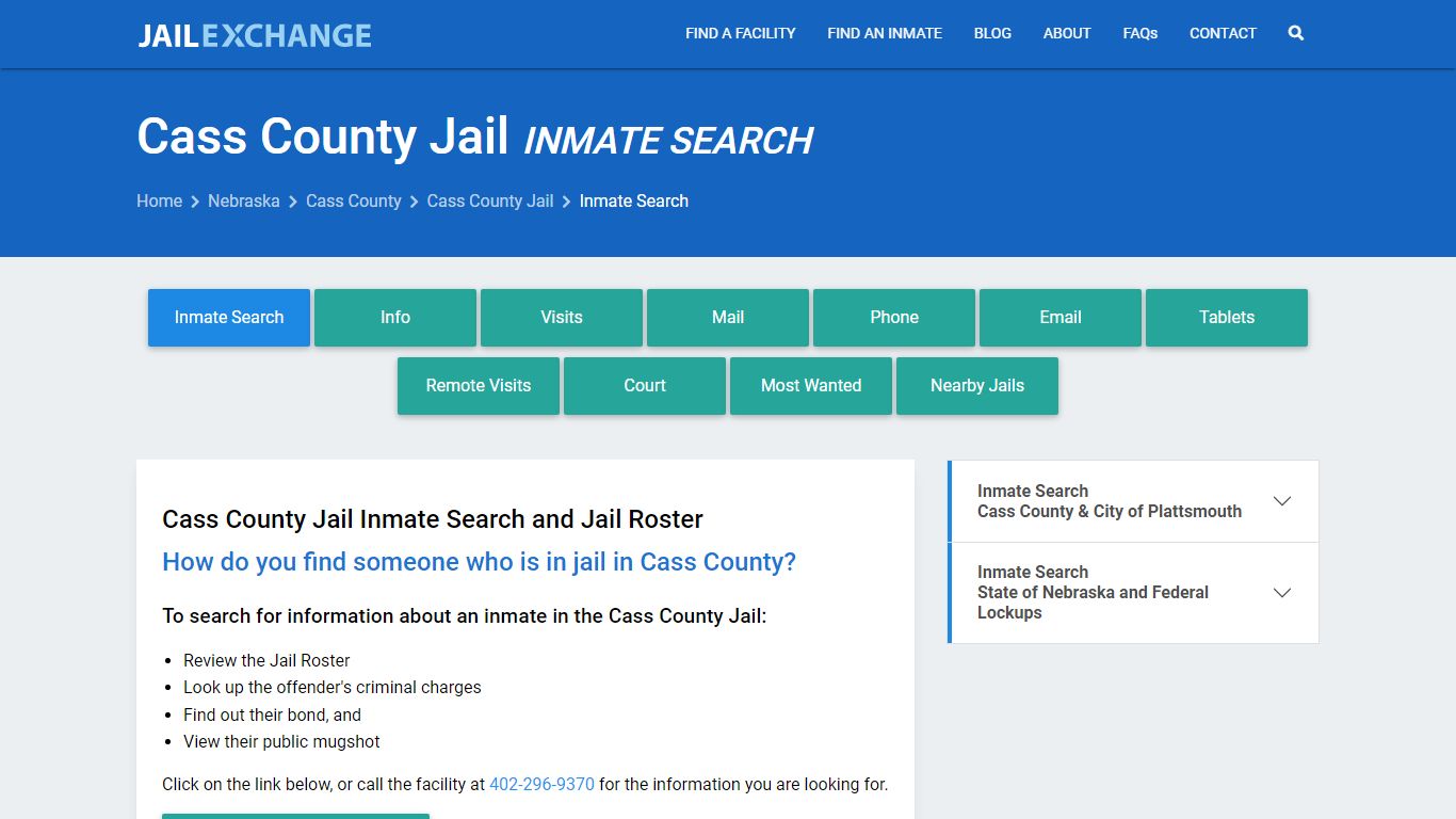 Inmate Search: Roster & Mugshots - Cass County Jail, NE