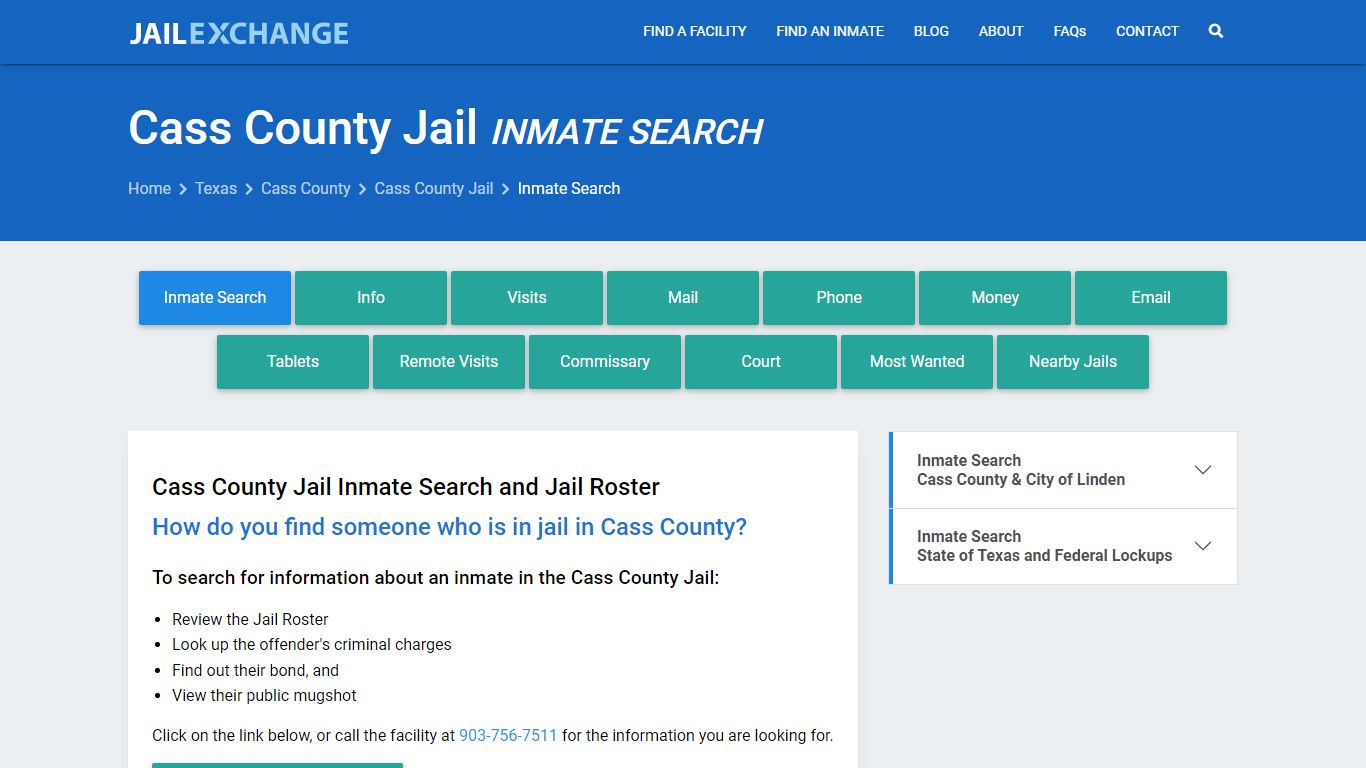 Cass County Jail Inmate Search - Jail Exchange