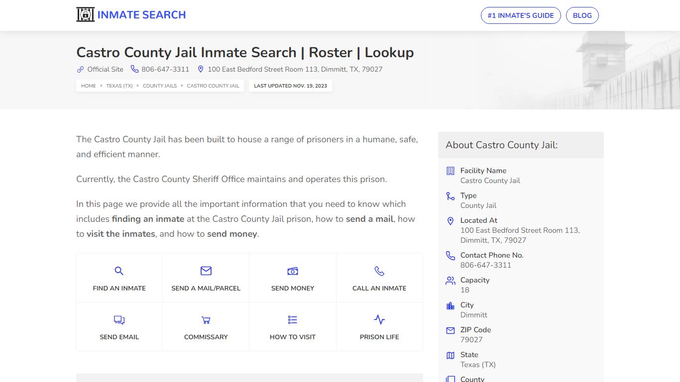 Castro County Jail Inmate Search | Roster | Lookup