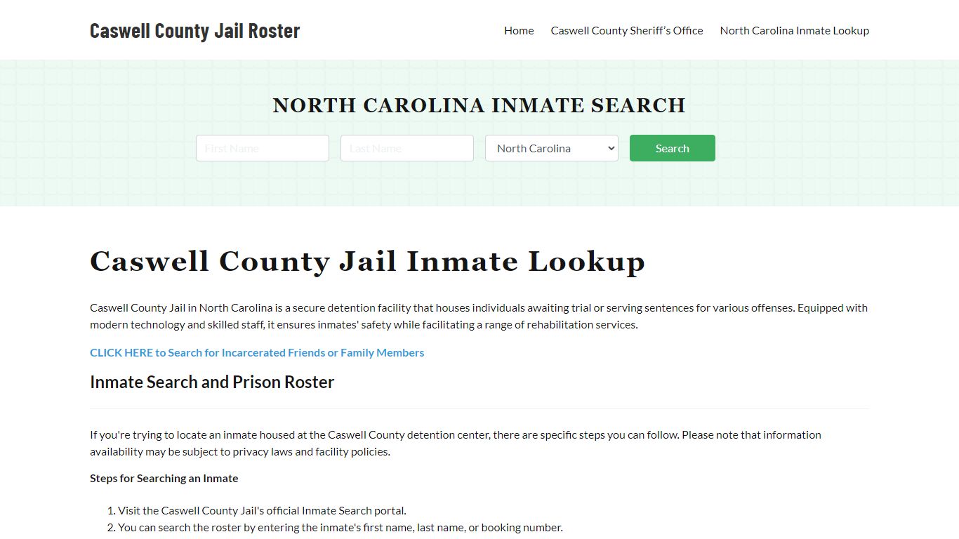 Caswell County Jail Roster Lookup, NC, Inmate Search