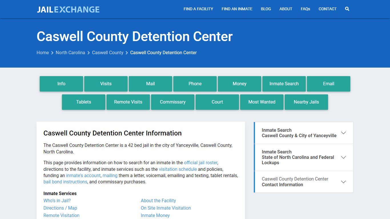 Caswell County Detention Center, NC Inmate Search, Information