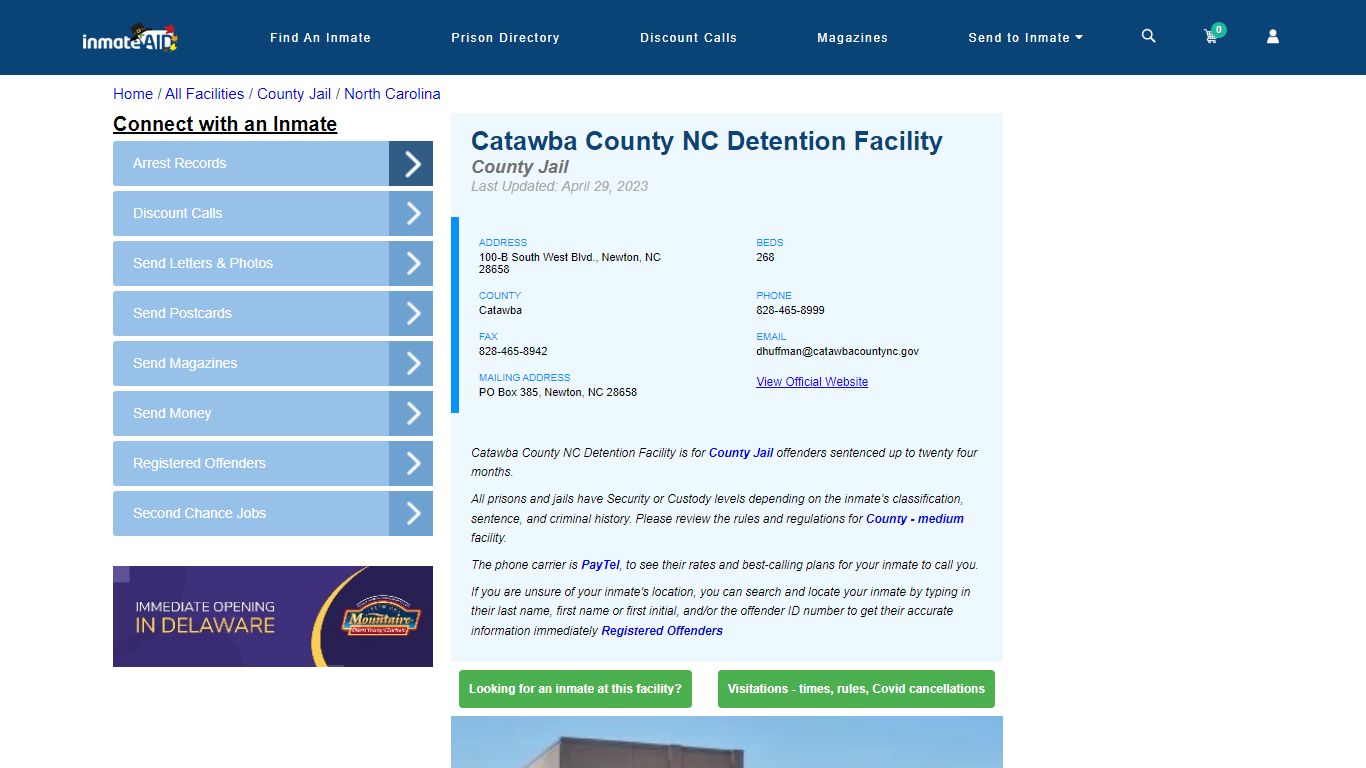 Catawba County NC Detention Facility - Inmate Locator - Newton, NC