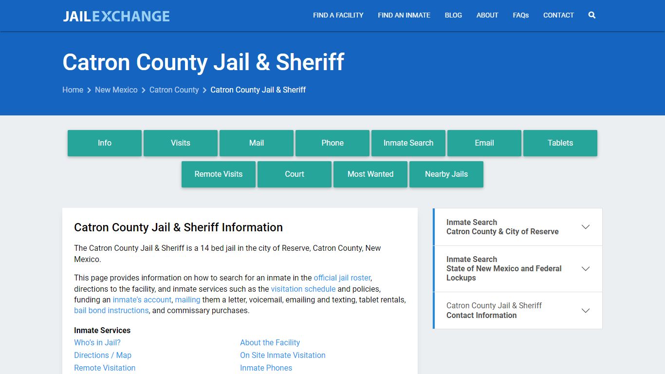 Catron County Jail & Sheriff, NM Inmate Search, Information