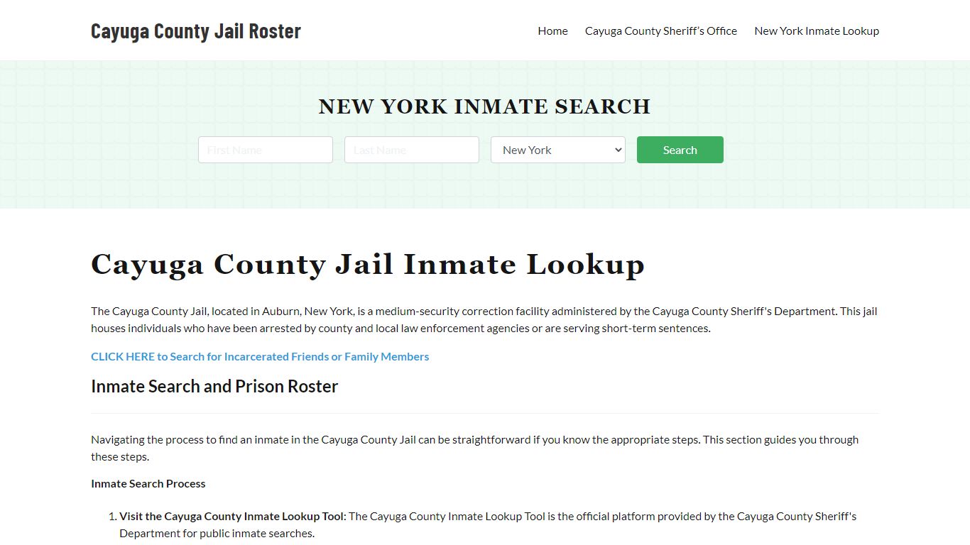 Cayuga County Jail Roster Lookup, NY, Inmate Search