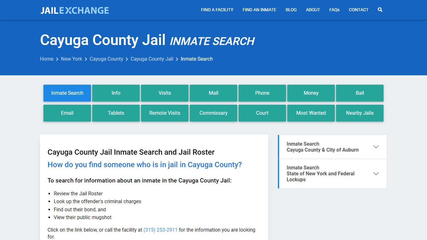 Inmate Search: Roster & Mugshots - Cayuga County Jail, NY