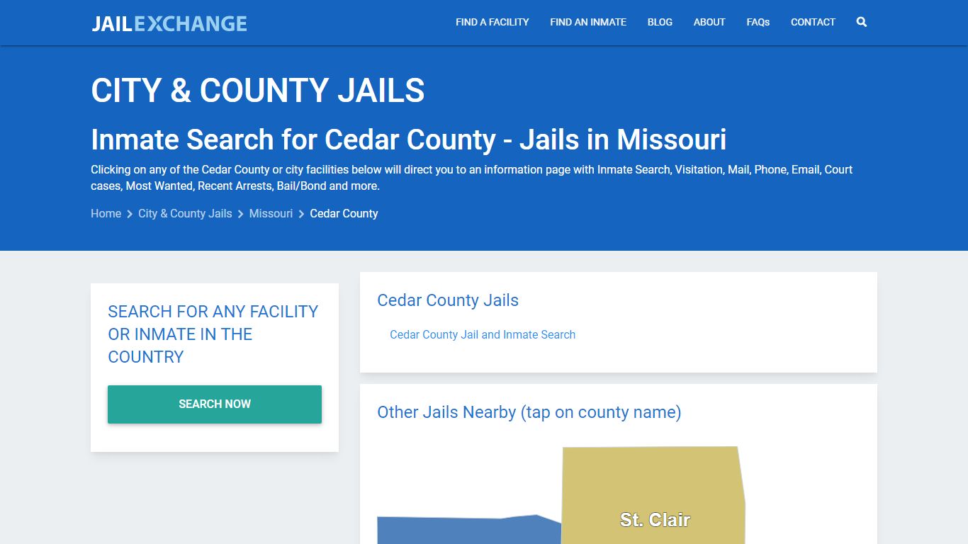 Inmate Search for Cedar County | Jails in Missouri - Jail Exchange
