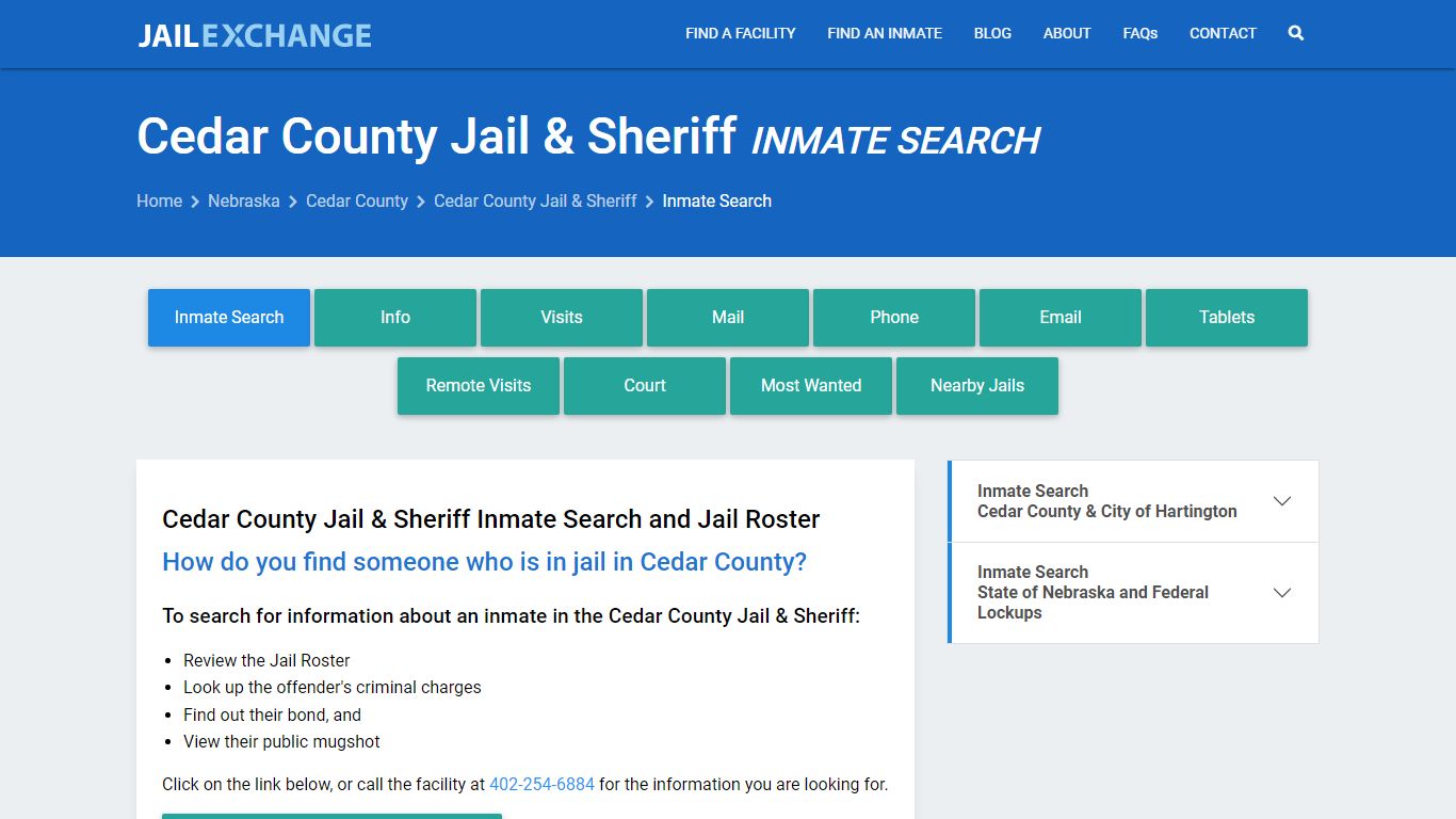 Inmate Search: Roster & Mugshots - Cedar County Jail & Sheriff, NE