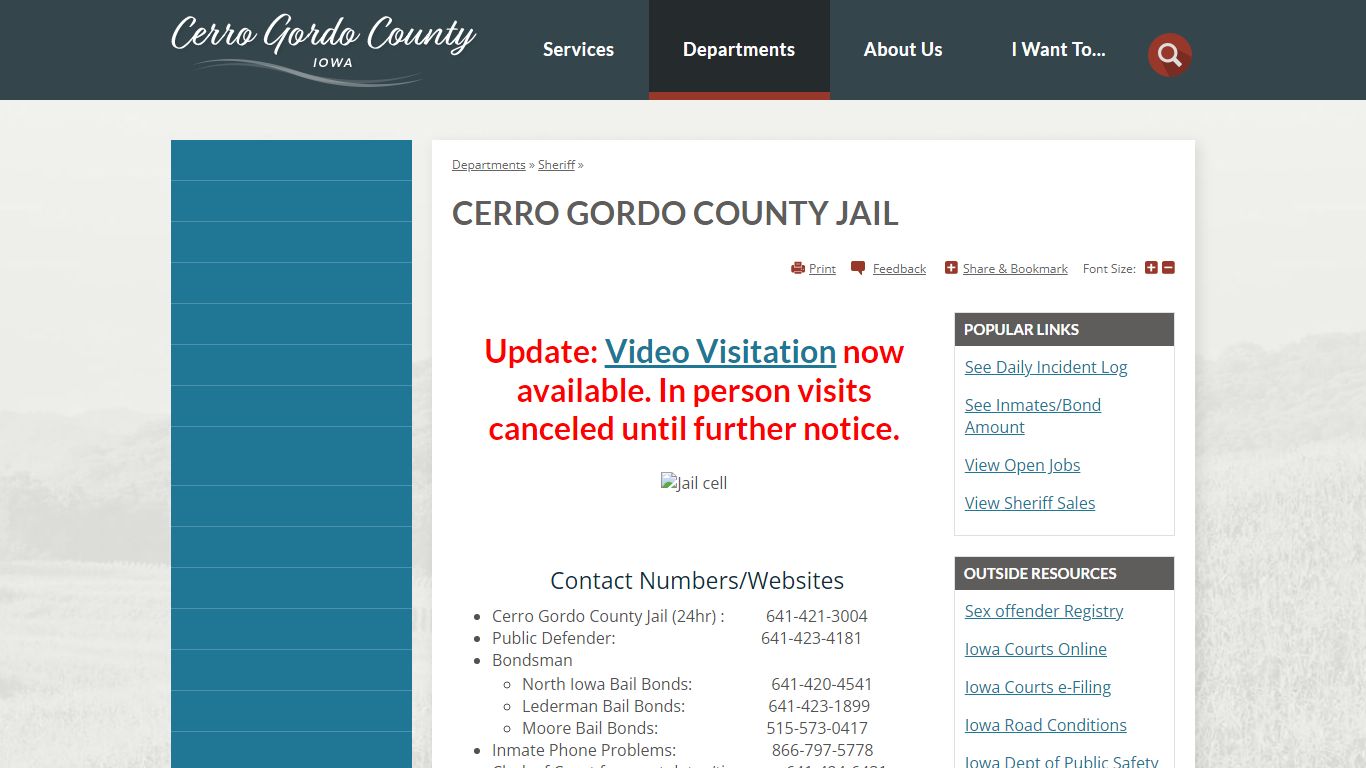 Cerro Gordo County Jail | Cerro Gordo County, IA