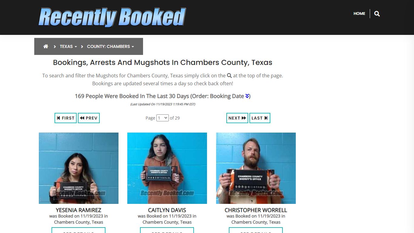 Recent bookings, Arrests, Mugshots in Chambers County, Texas