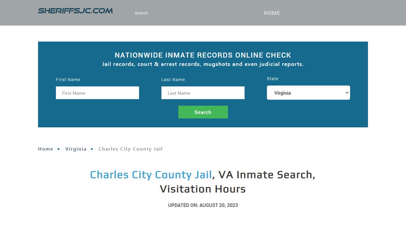 Charles City County Jail, VA Inmate Search, Visitation Hours