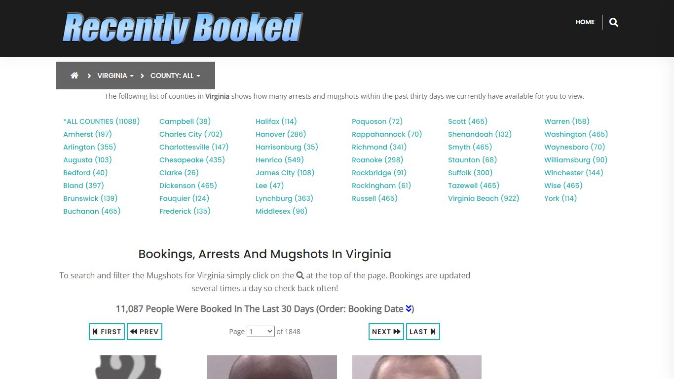 Bookings, Arrests and Mugshots in Charles City County, Virginia