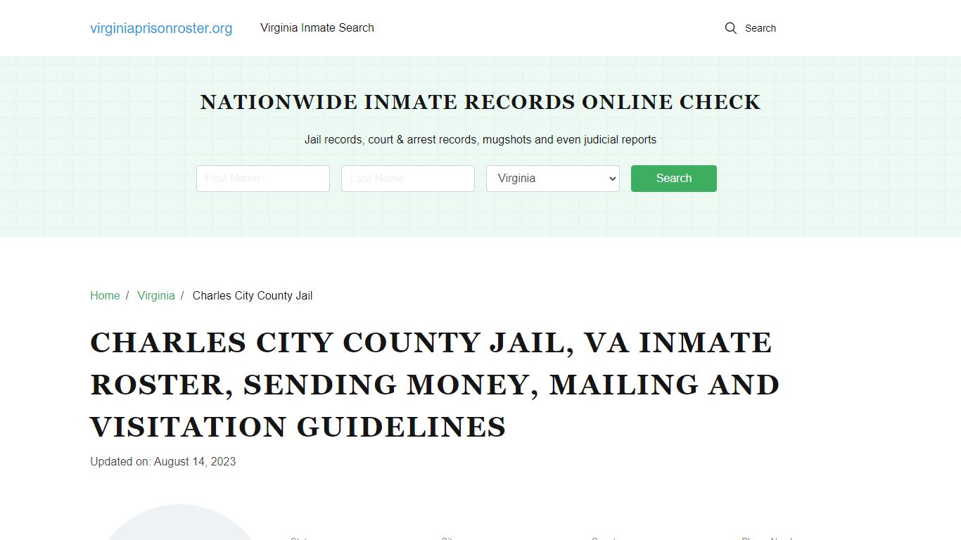 Charles City County Jail, VA: Offender Search, Visitation & Contact Info