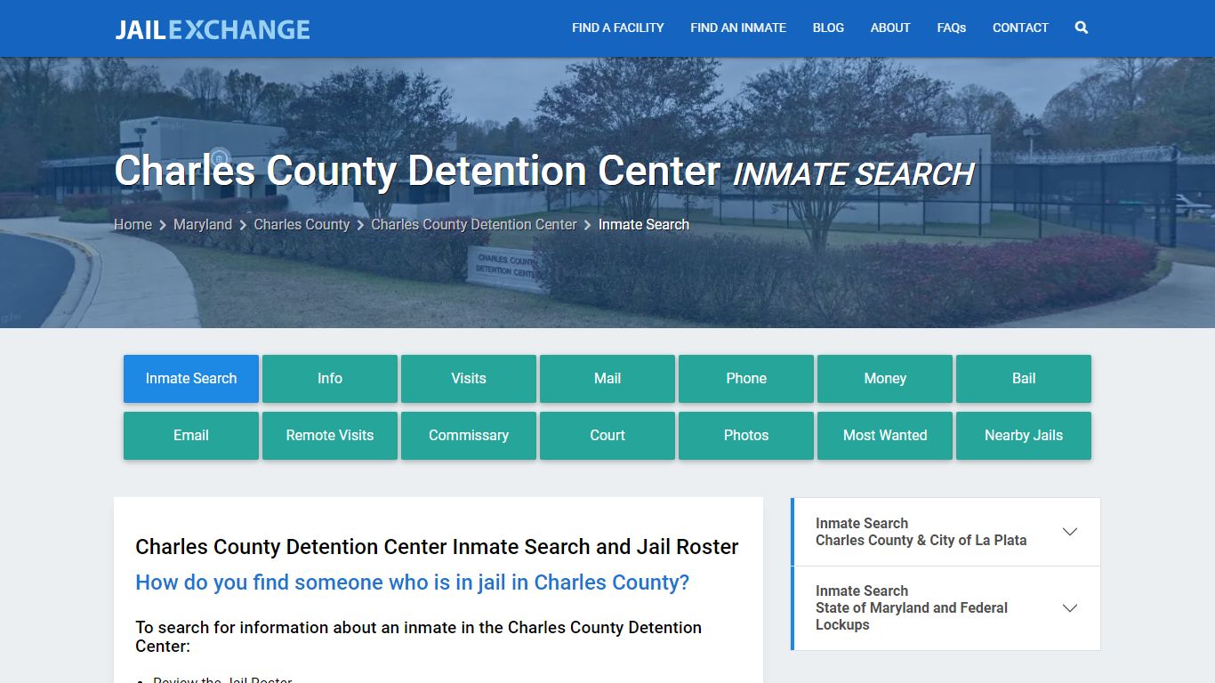 Charles County Detention Center Inmate Search - Jail Exchange