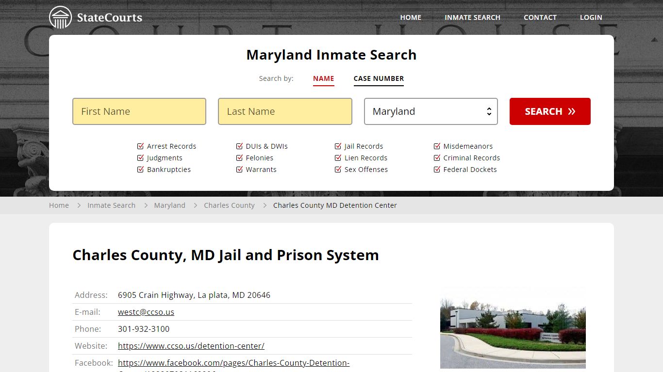 Charles County MD Detention Center Inmate Records Search, Maryland ...