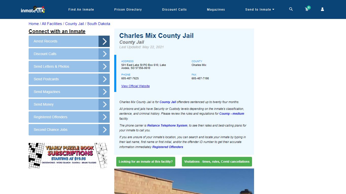 Charles Mix County Jail - Inmate Locator - Lake Andes, SD