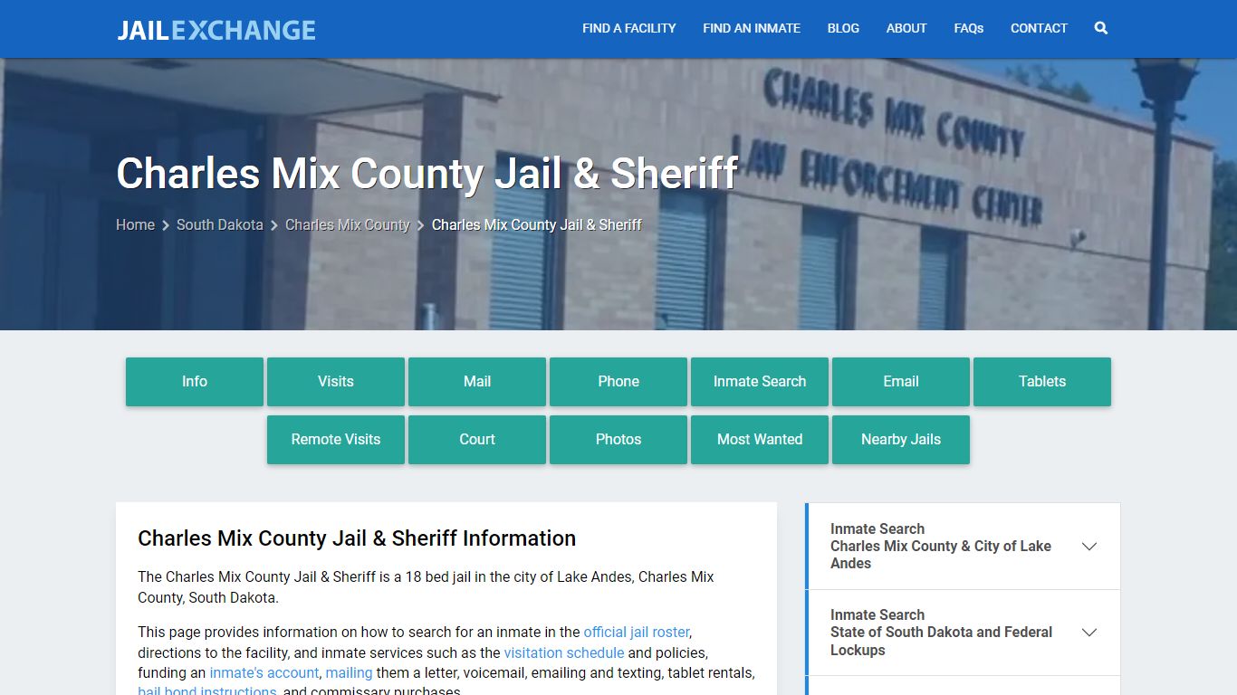 Charles Mix County Jail & Sheriff, SD Inmate Search, Information