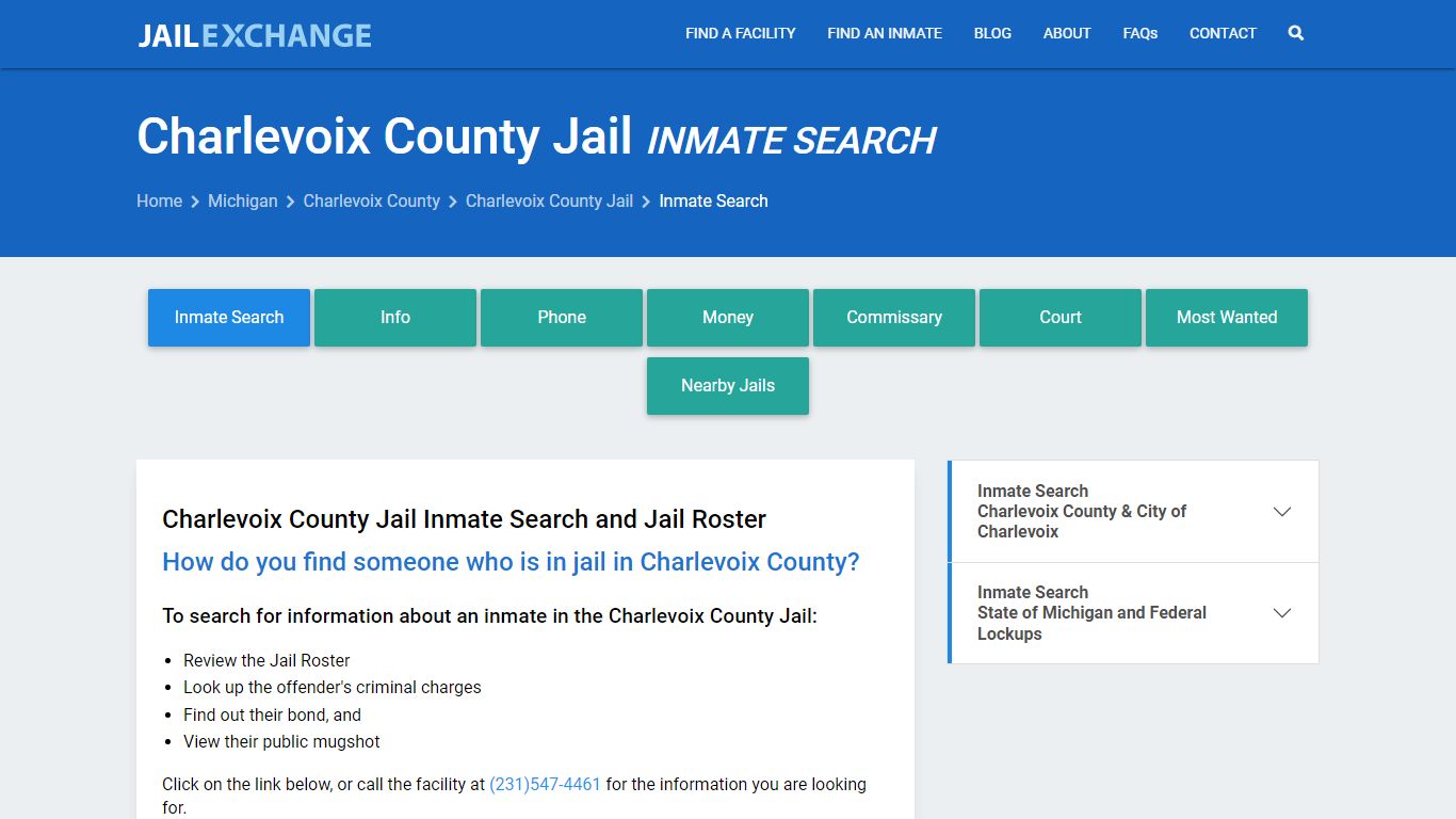 Inmate Search: Roster & Mugshots - Charlevoix County Jail, MI