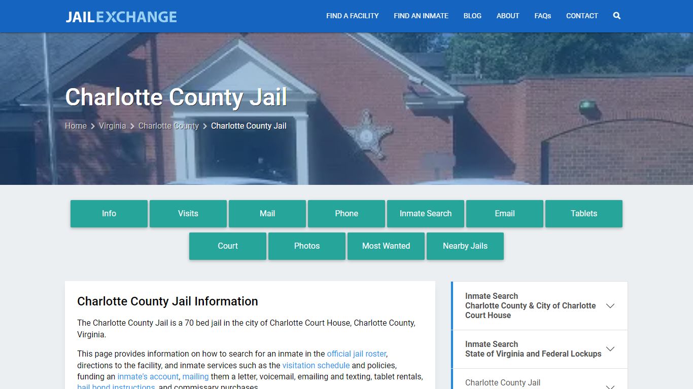 Charlotte County Jail, VA Inmate Search, Information