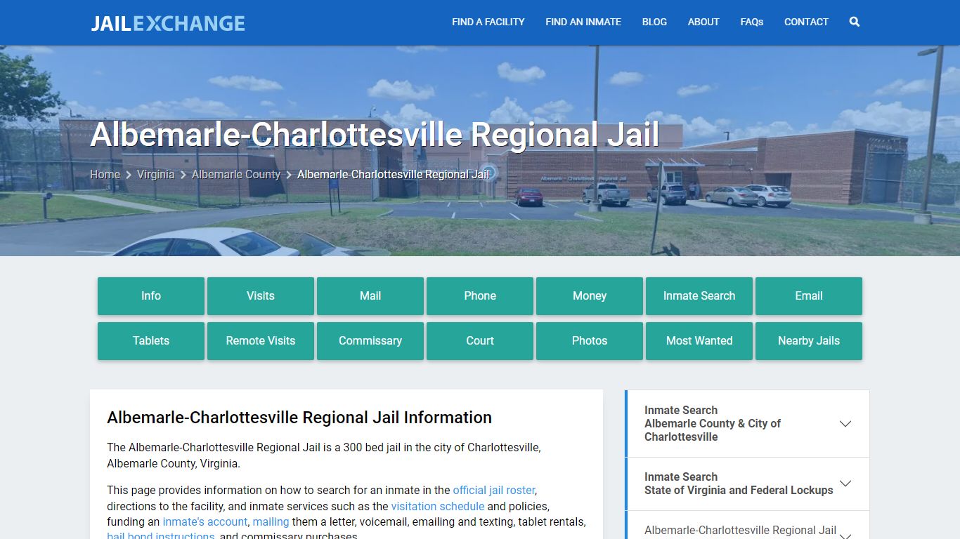 Albemarle-Charlottesville Regional Jail, VA Inmate Search, Information