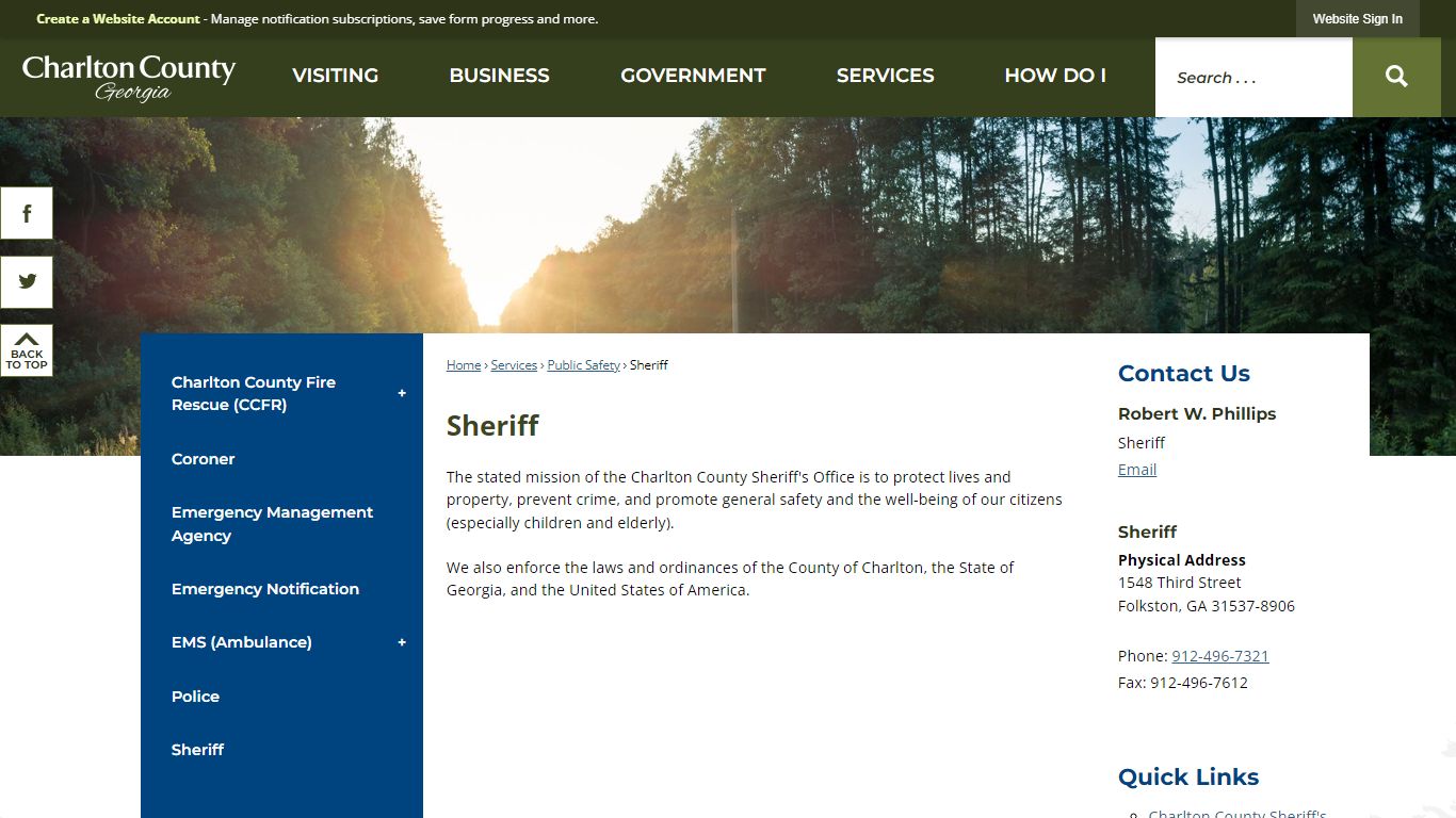 Sheriff | Charlton County, GA - Official Website