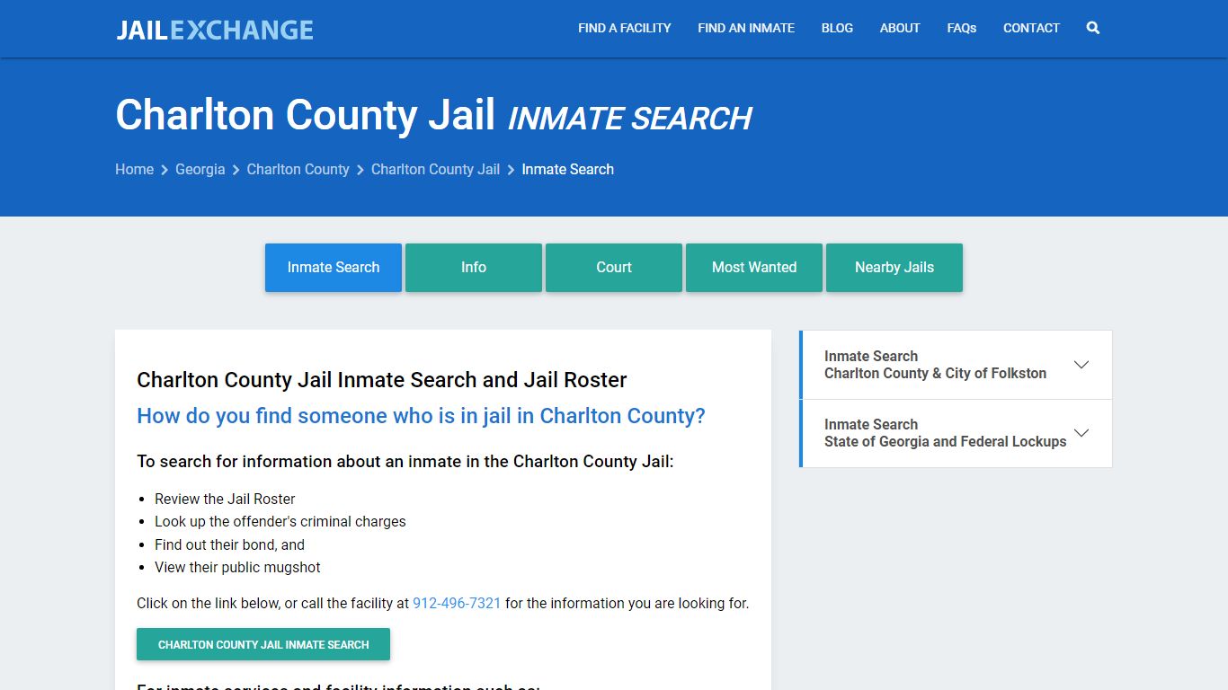Inmate Search: Roster & Mugshots - Charlton County Jail, GA