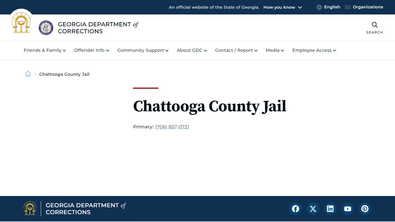 Chattooga County Jail | Georgia Department of Corrections