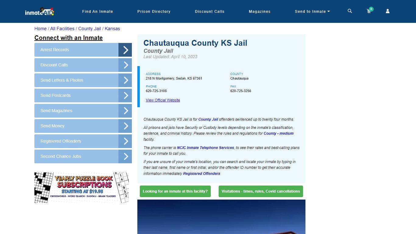 Chautauqua County KS Jail - Inmate Locator - Sedan, KS