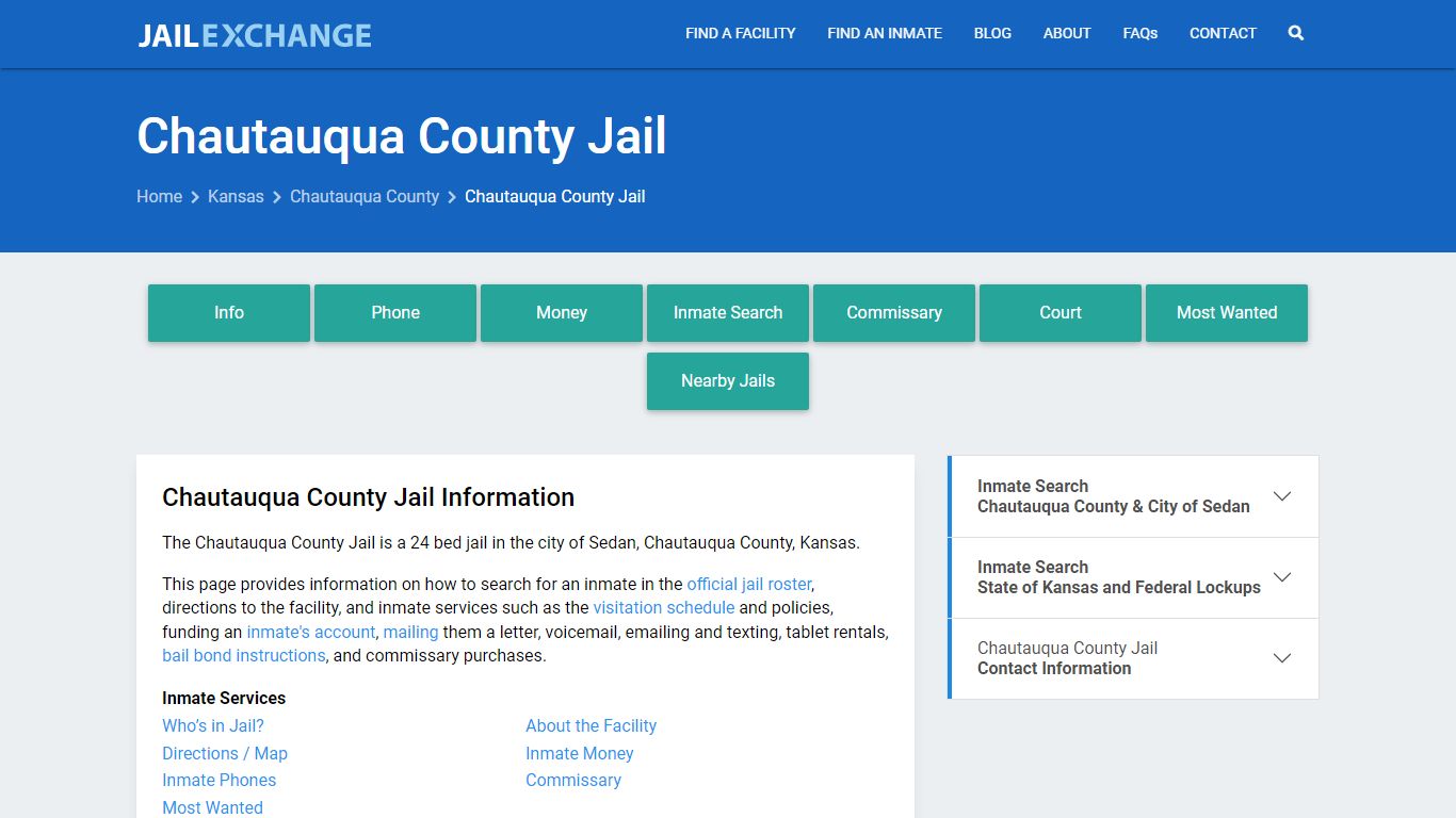 Chautauqua County Jail, KS Inmate Search, Information