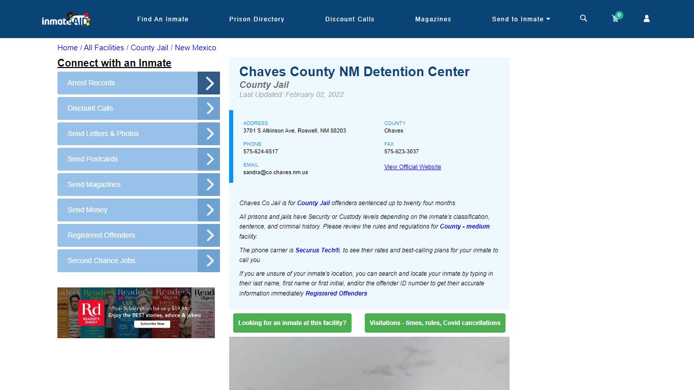 Chaves County NM Detention Center - Inmate Locator - Roswell, NM