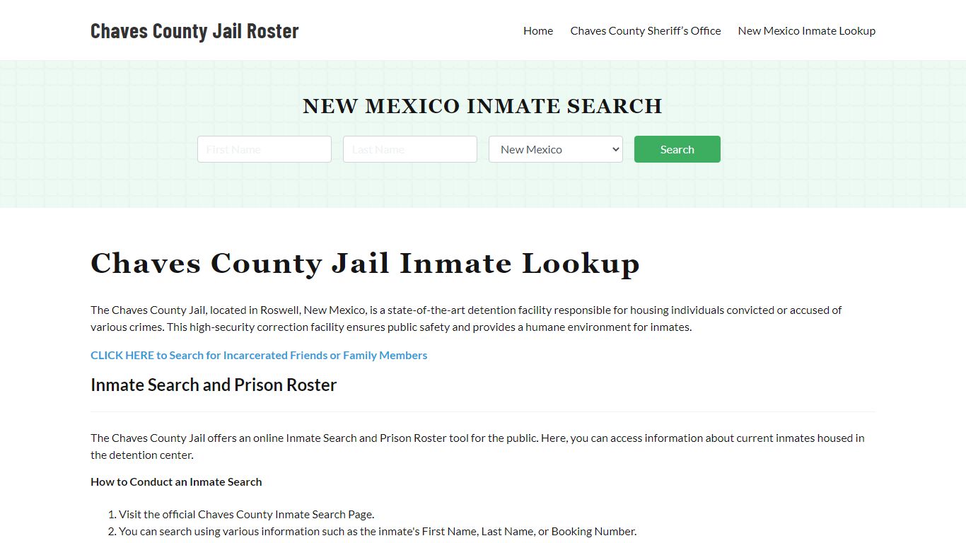 Chaves County Jail Roster Lookup, NM, Inmate Search