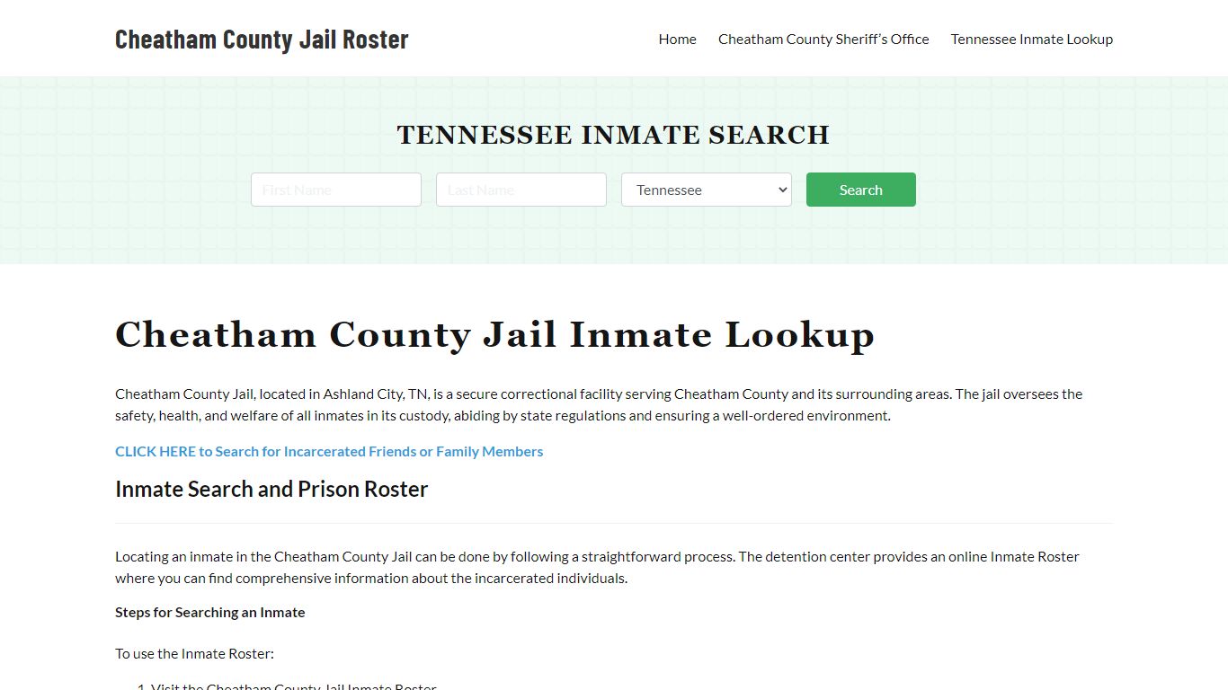 Cheatham County Jail Roster Lookup, TN, Inmate Search