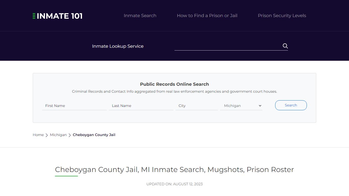 Cheboygan County Jail, MI Inmate Search, Mugshots, Prison Roster
