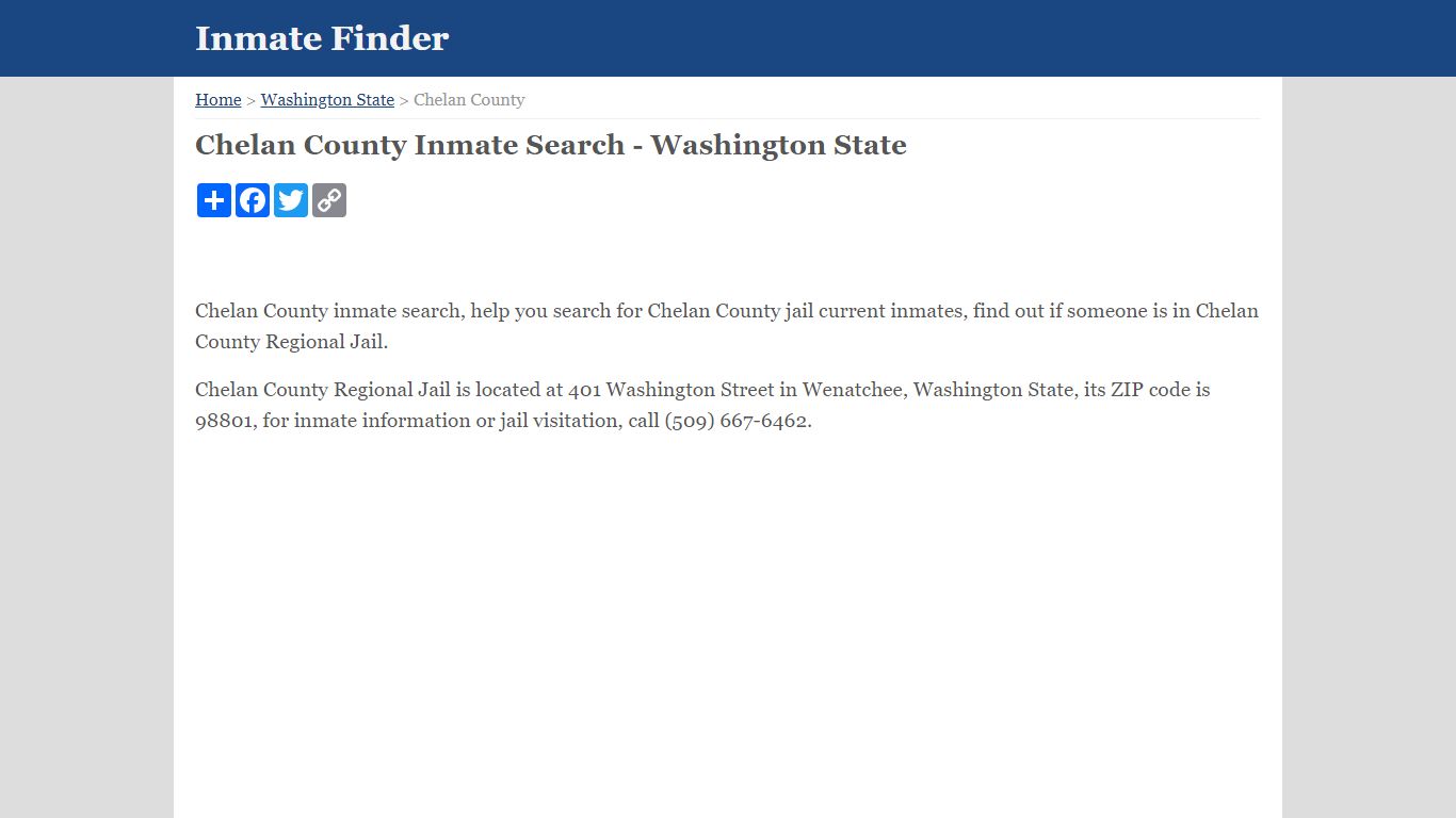 Chelan County Inmate Search - Washington State