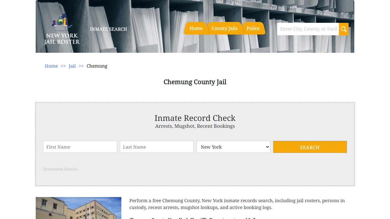 Chemung County Jail | Jail Roster Search