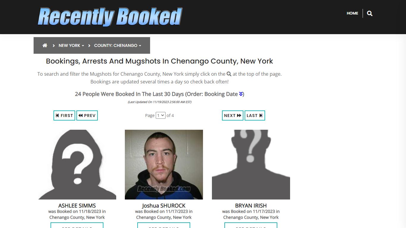 Bookings, Arrests and Mugshots in Chenango County, New York