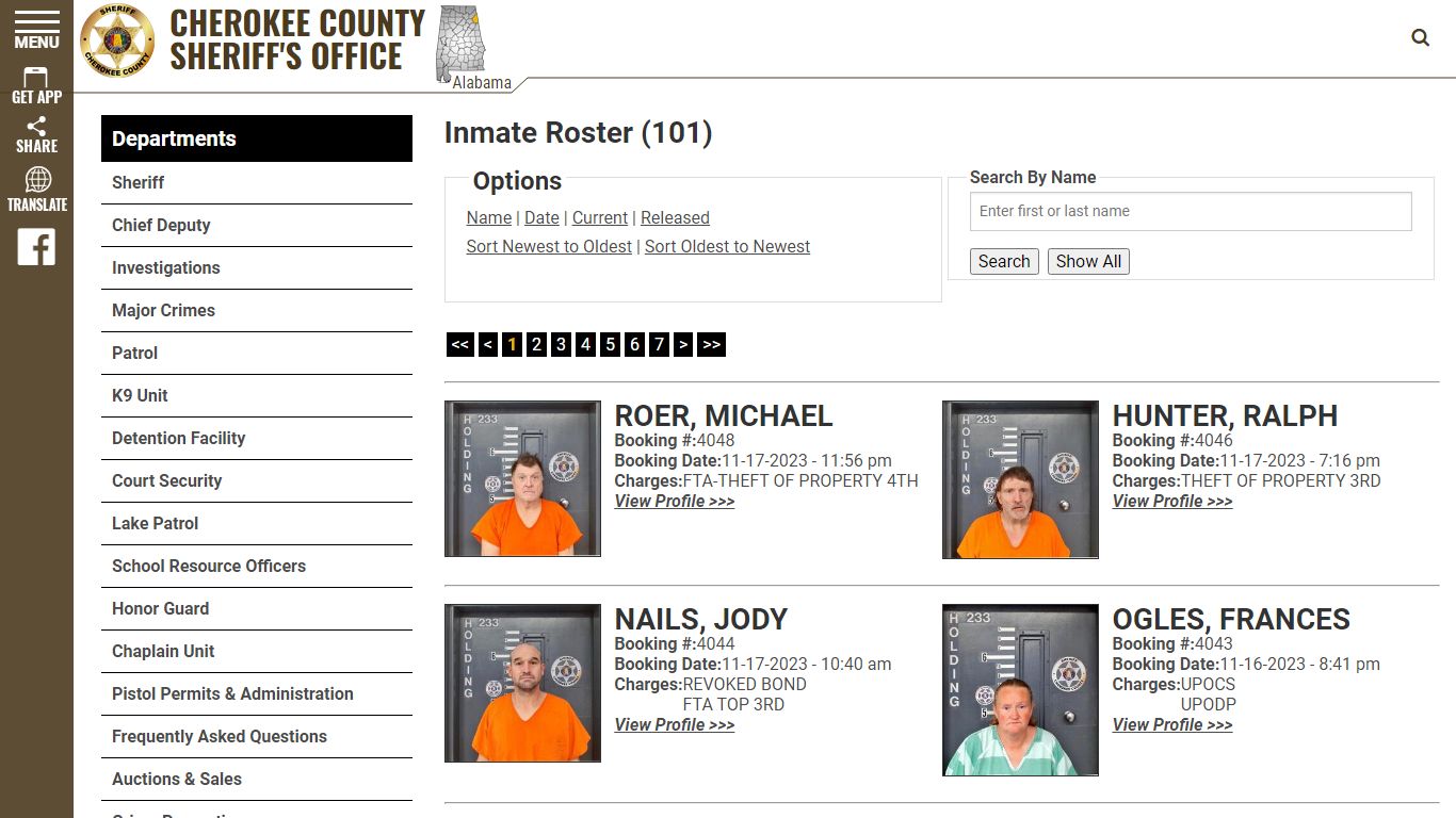 Current Inmates Booking Date Descending - Cherokee County Sheriff AL
