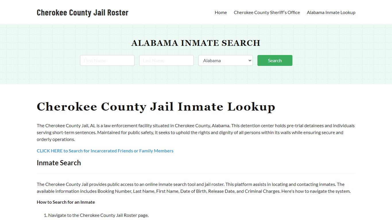 Cherokee County Jail Roster Lookup, AL, Inmate Search